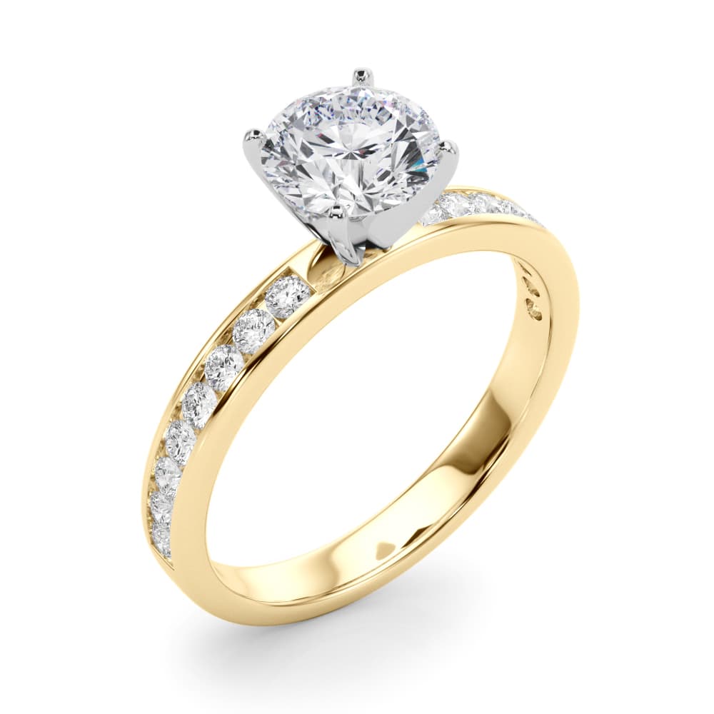 Channel Set Engagement Ring, style 85287, Angle view in yellow gold