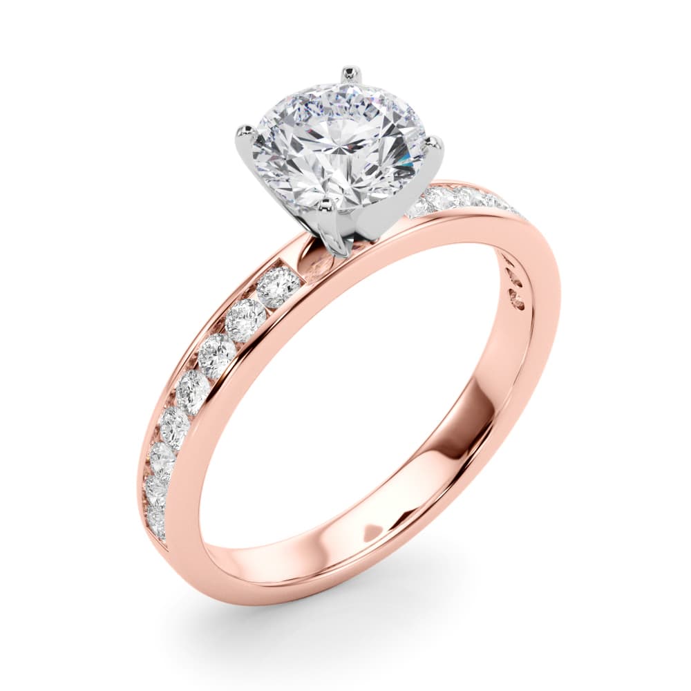 Channel Set Engagement Ring, style 85287, Angle view in rose gold