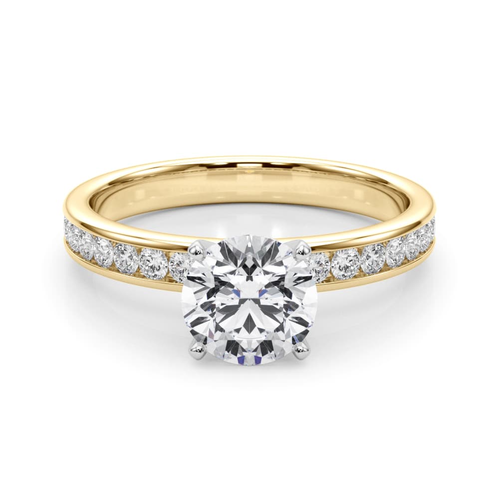 Channel Set Engagement Ring, style 85287, On hand view in yellow gold