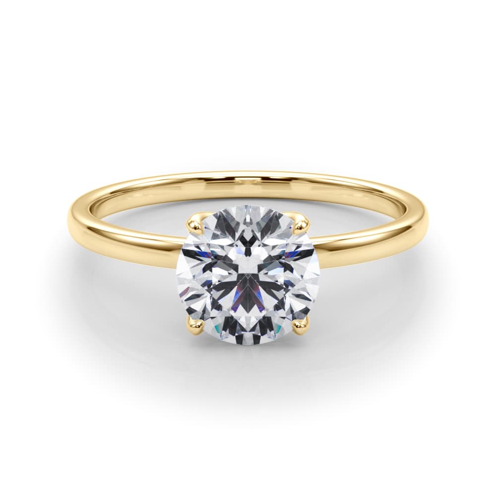 Round Solitaire Engagement Ring, style 85288, On hand view in yellow gold