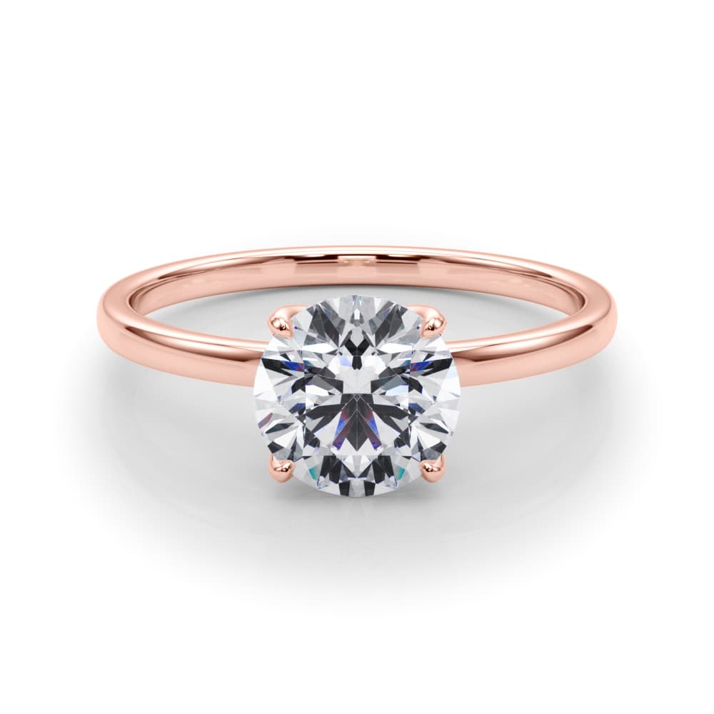 Round Solitaire Engagement Ring, style 85288, On hand view in rose gold