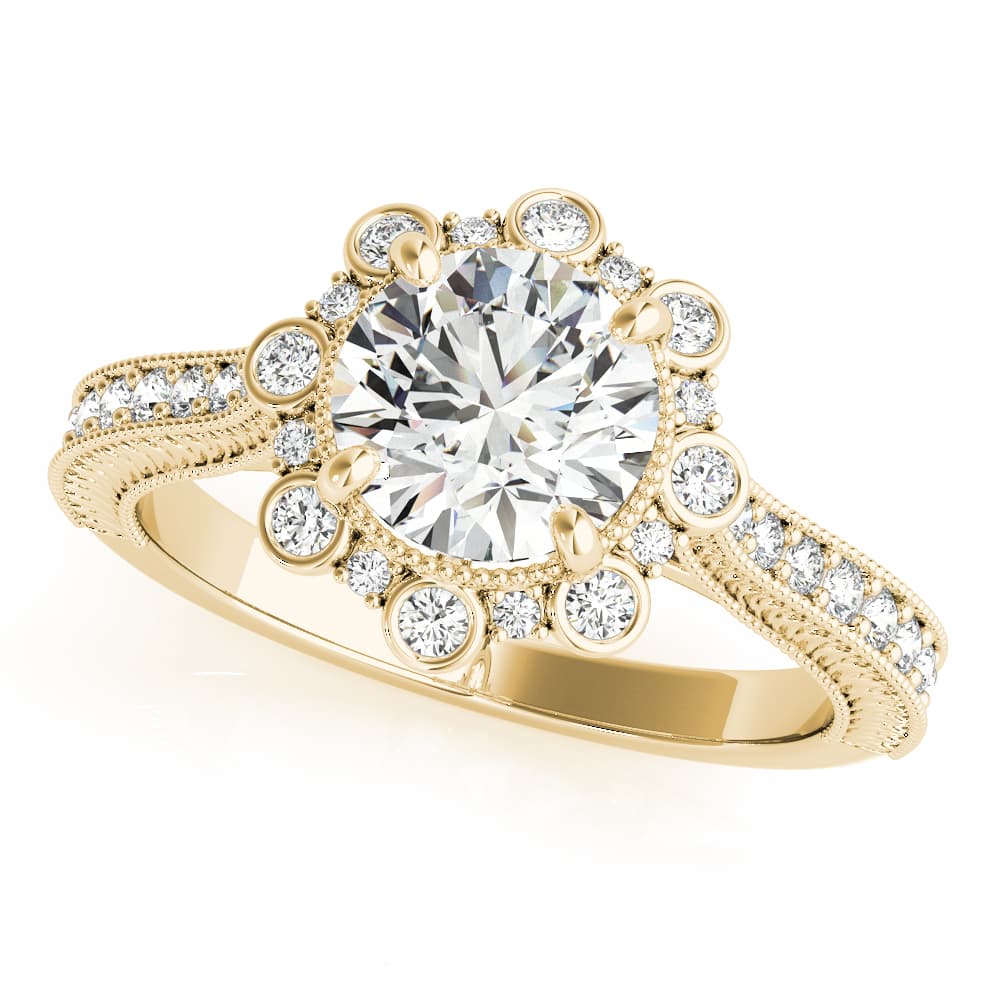 Halo Engagement Ring, style 85289, Front view in yellow gold