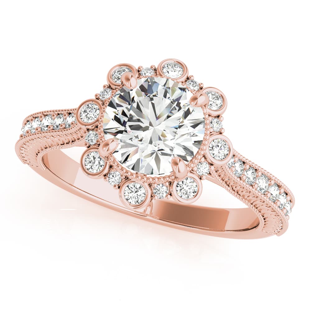 Halo Engagement Ring, style 85289, Front view in rose gold