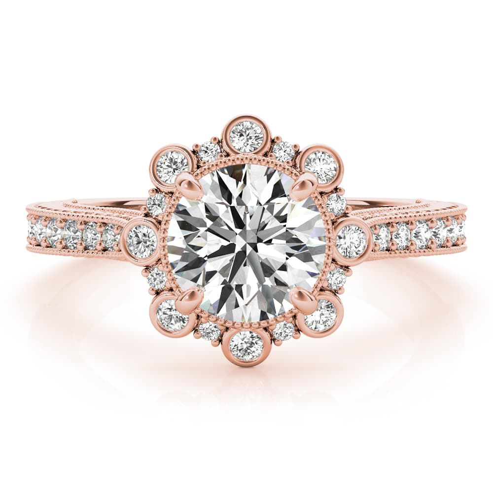 Halo Engagement Ring, style 85289, Angle view in rose gold