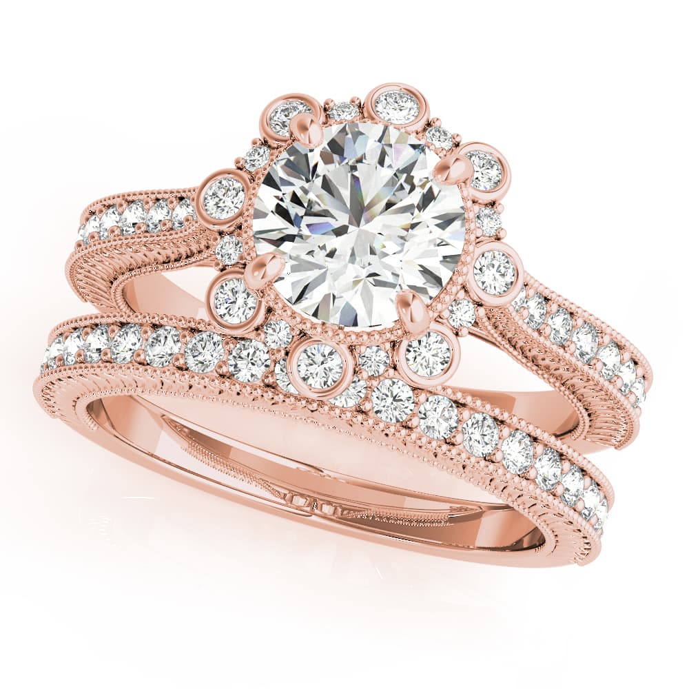 Halo Engagement Ring, style 85289, On hand view in rose gold