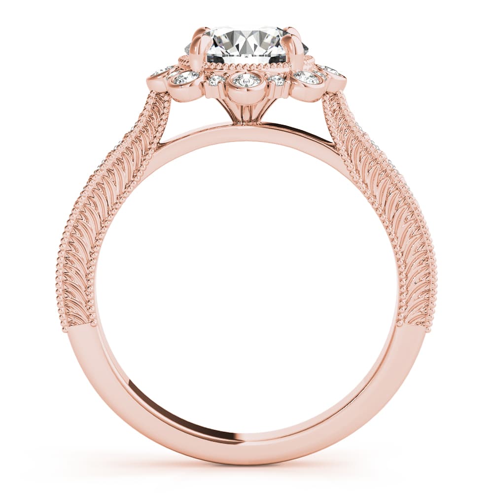 Halo Engagement Ring, style 85289, Side view in rose gold