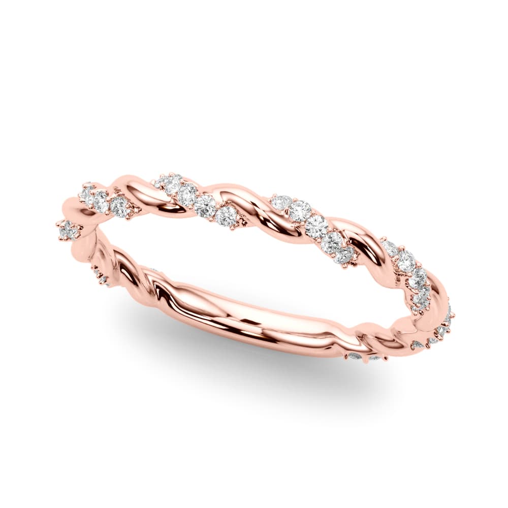 Twisting Alternating Wedding Band (0.2 ct. tw.), Front view in rose gold