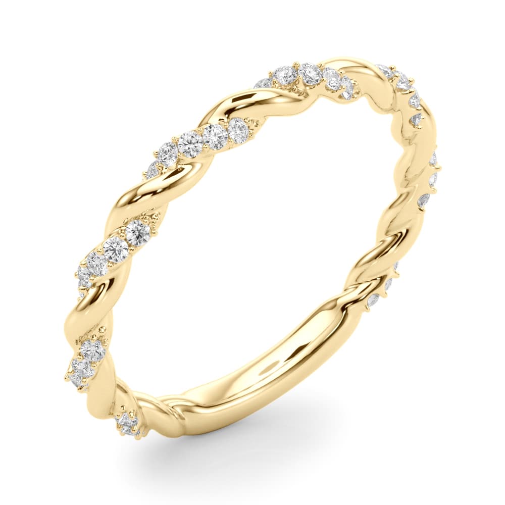 Twisting Alternating Wedding Band (0.2 ct. tw.), Angle view in yellow gold