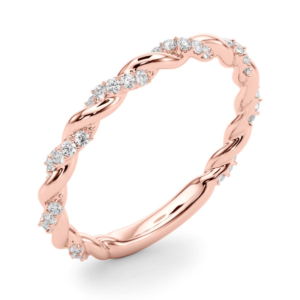 Twisting Alternating Wedding Band (0.2 ct. tw.), Angle view in rose gold