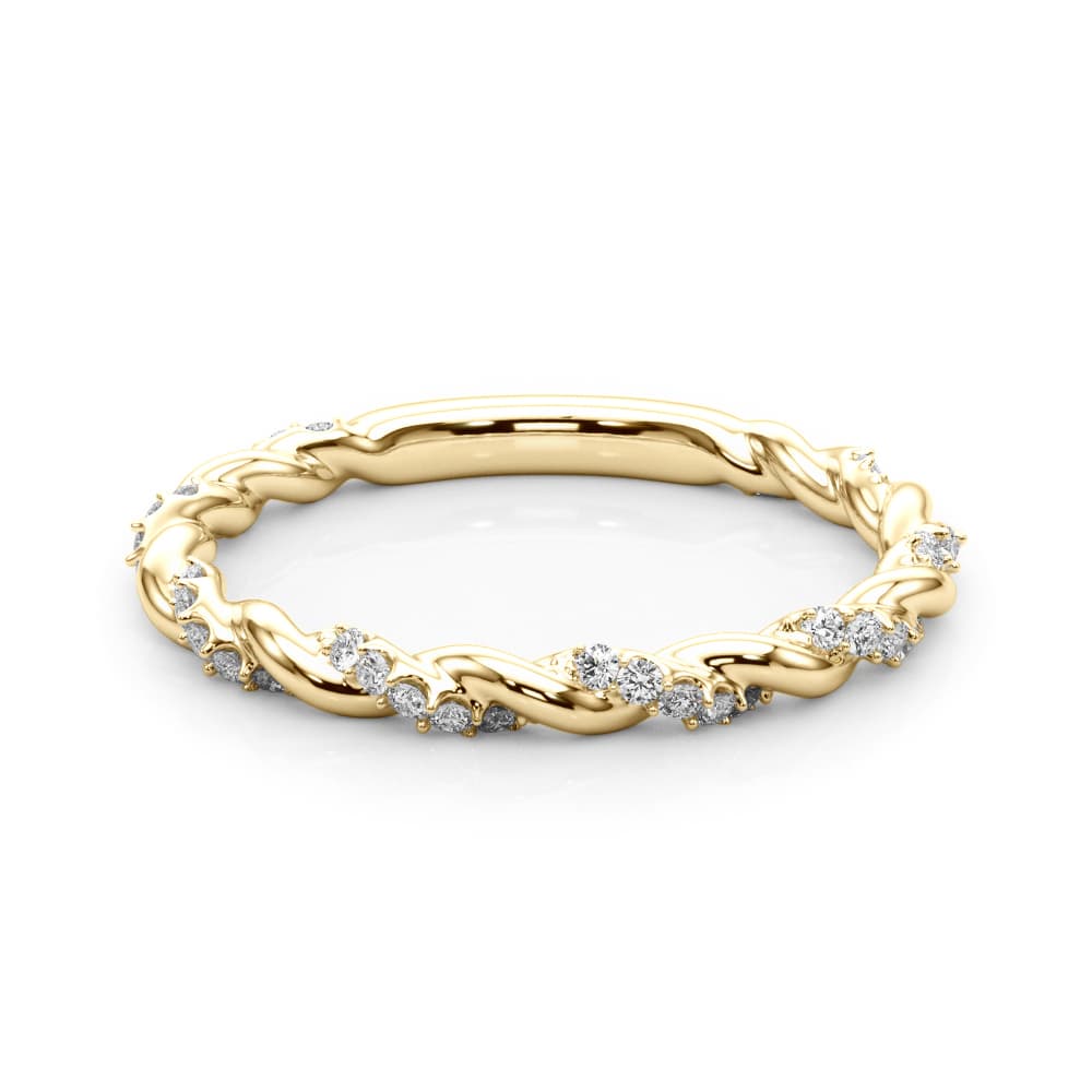 Twisting Alternating Wedding Band (0.2 ct. tw.), On hand view in yellow gold