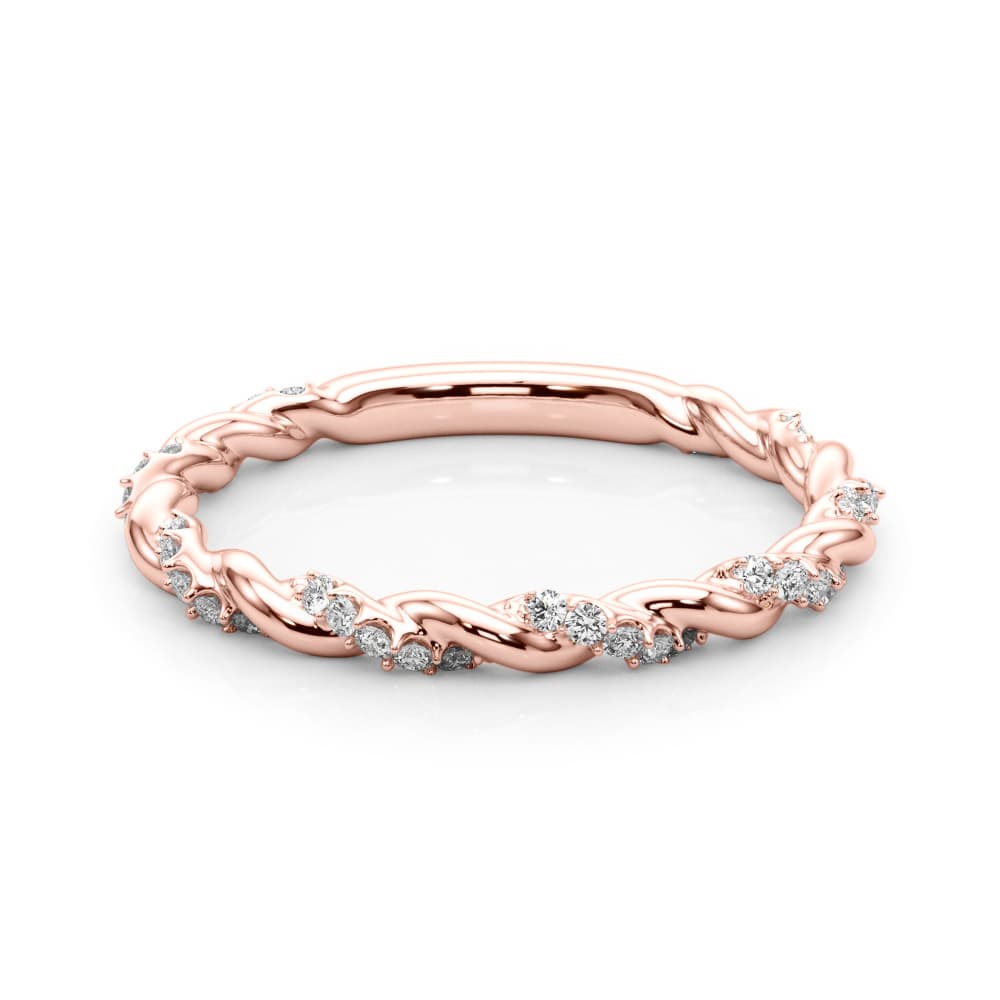 Twisting Alternating Wedding Band (0.2 ct. tw.), On hand view in rose gold