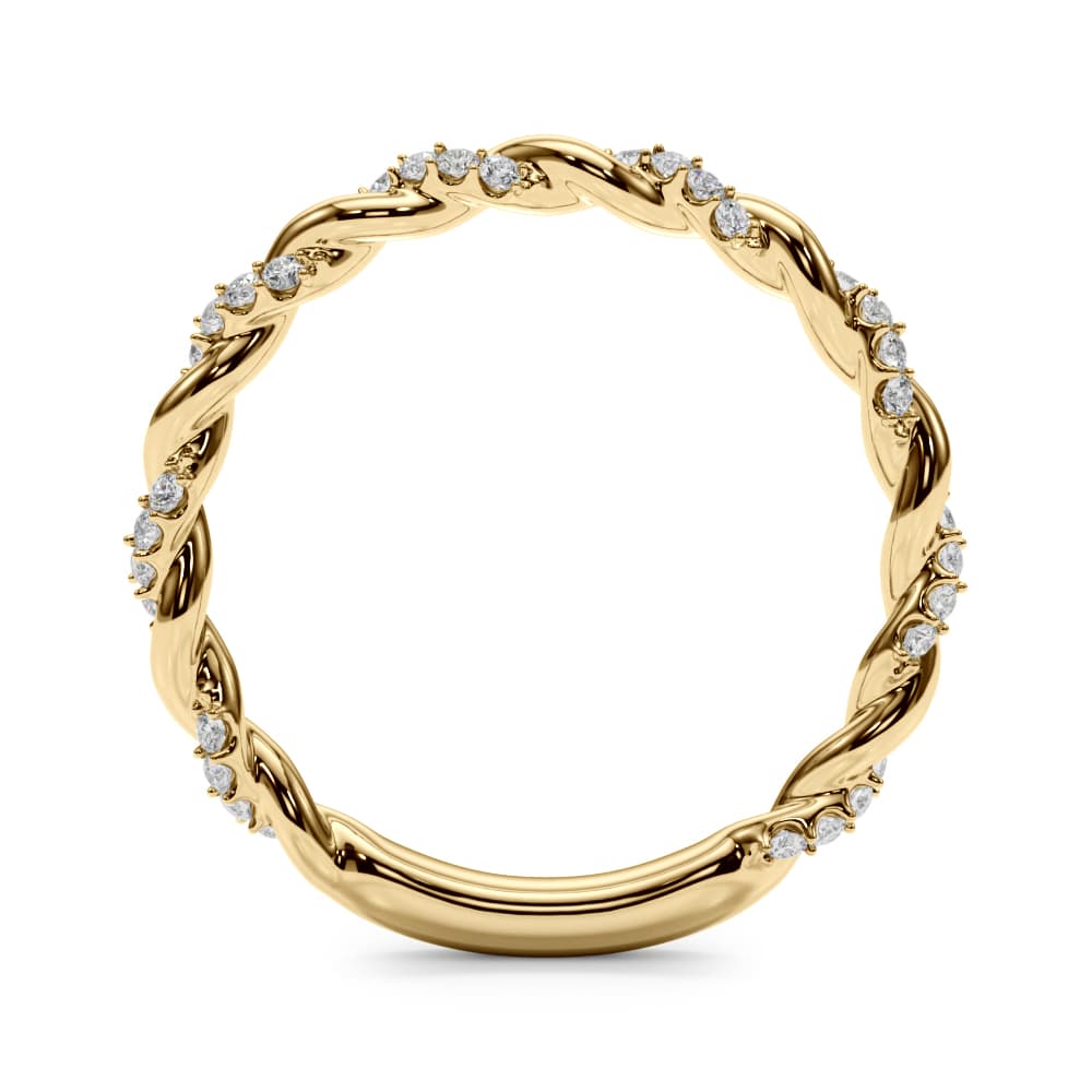 Twisting Alternating Wedding Band (0.2 ct. tw.), Top view in yellow gold