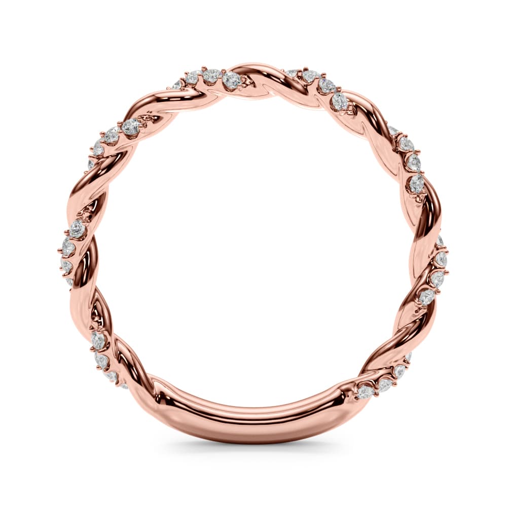 Twisting Alternating Wedding Band (0.2 ct. tw.), Top view in rose gold