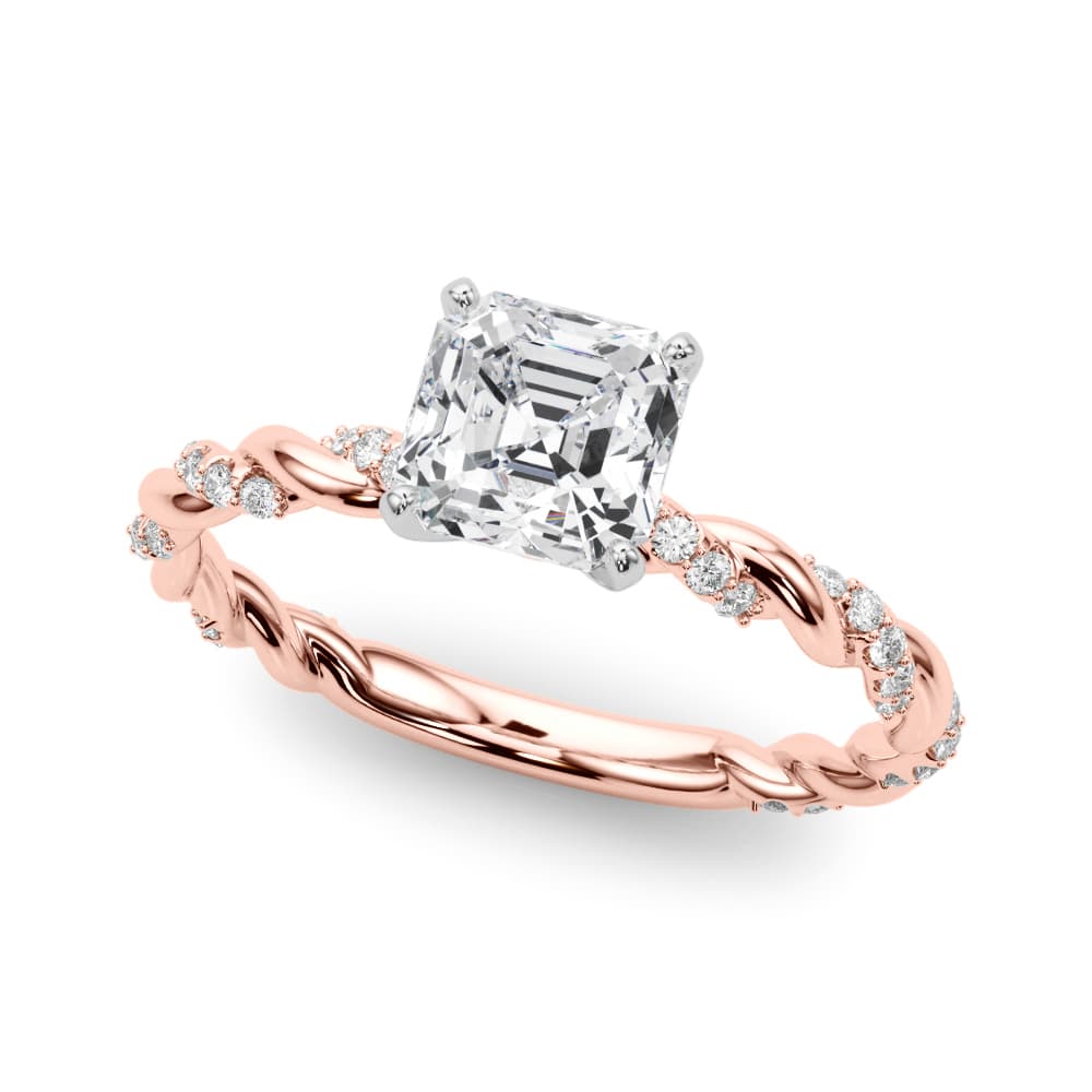 Twisted Rope Style Engagement Ring in Rose gold