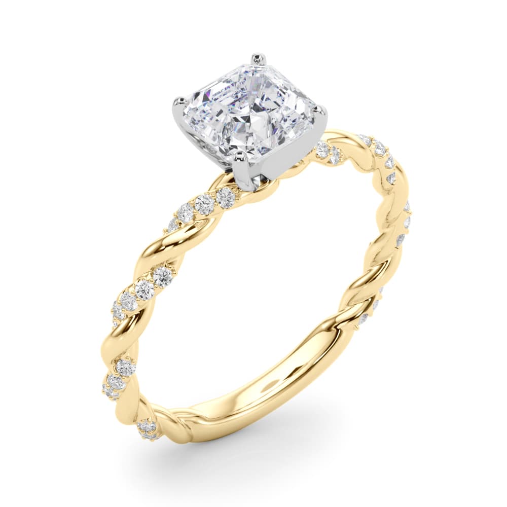 Twisted Rope Style Engagement Ring, style 85290, Angle view in yellow gold