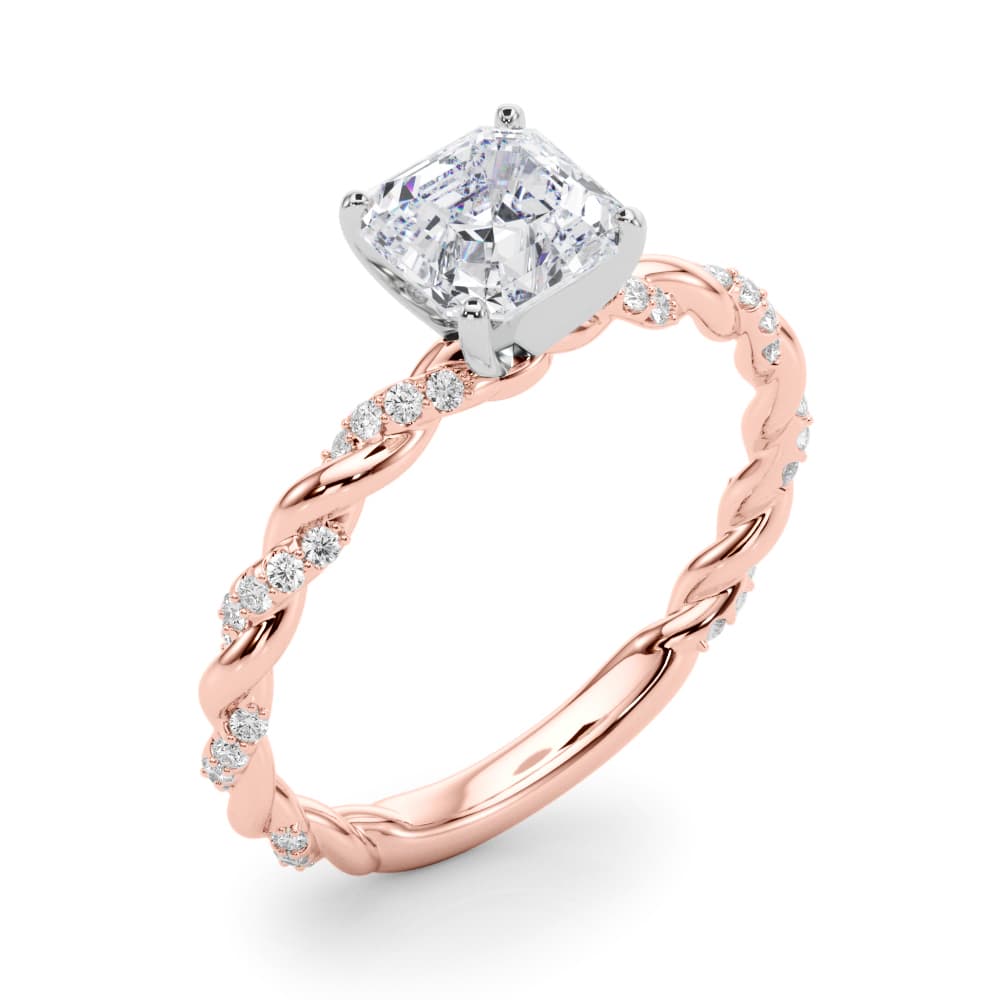 Twisted Rope Style Engagement Ring, style 85290, Angle view in rose gold