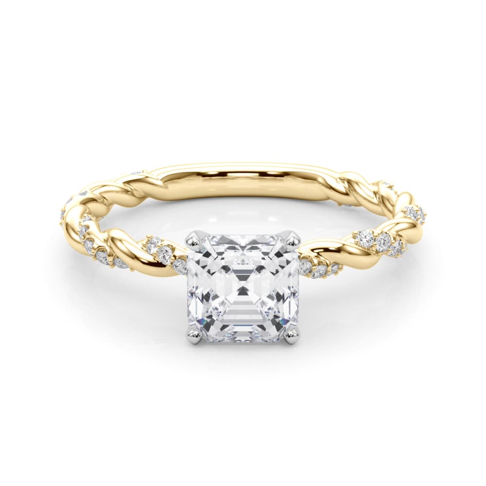 Twisted Rope Style Engagement Ring, style 85290, On hand view in yellow gold
