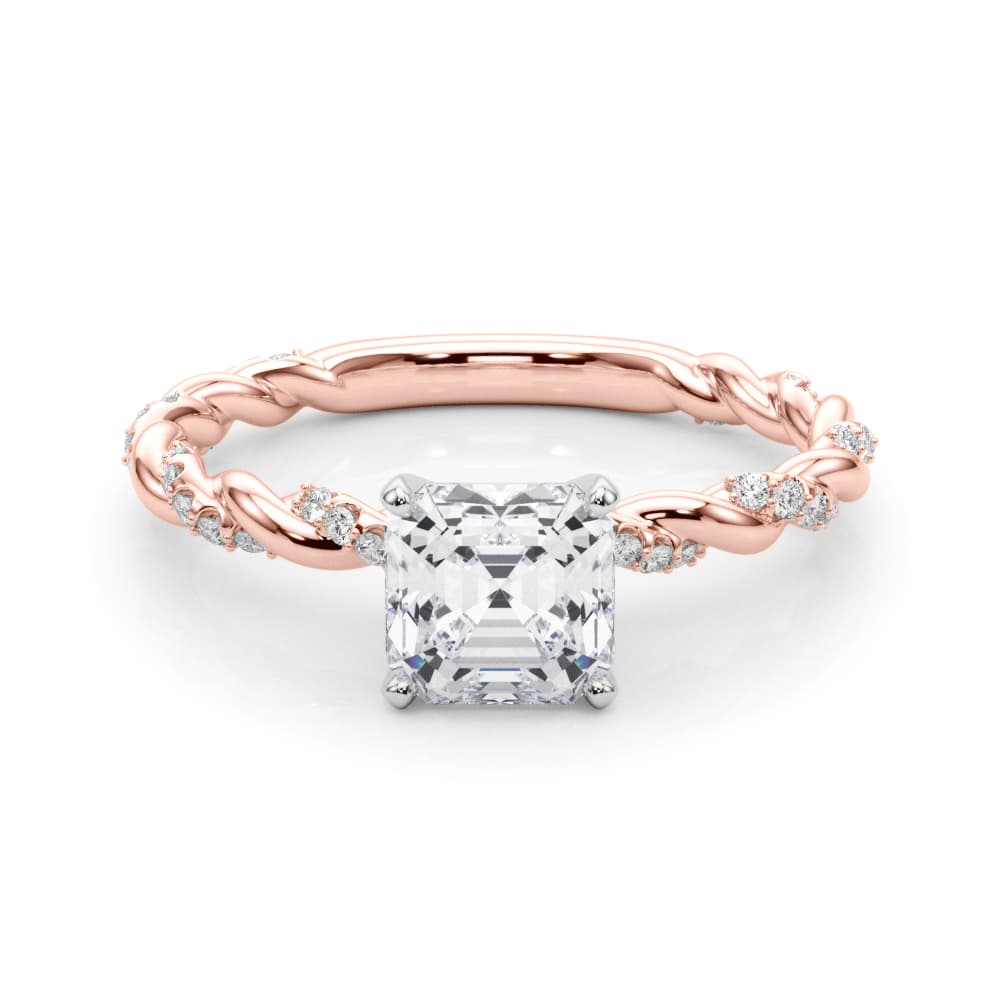 Twisted Rope Style Engagement Ring, style 85290, On hand view in rose gold