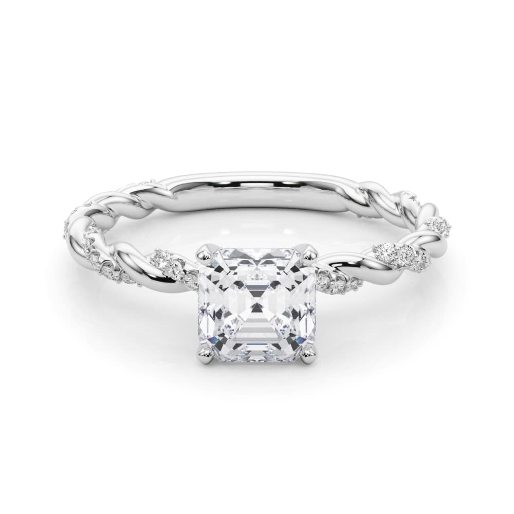 Twisted Rope Style Engagement Ring, style 85290, On hand view in white gold or platinum