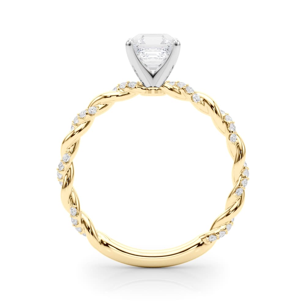 Twisted Rope Style Engagement Ring, style 85290, Side view in yellow gold