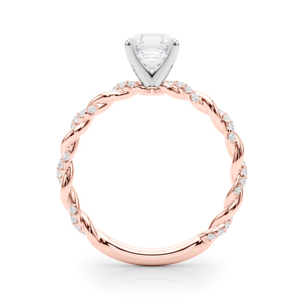 Twisted Rope Style Engagement Ring, style 85290, Side view in rose gold