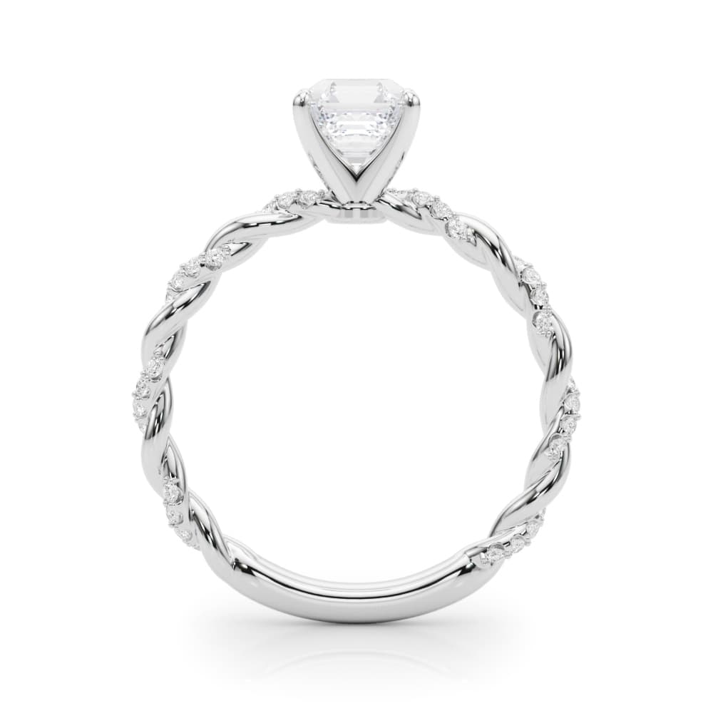 Twisted Rope Style Engagement Ring, style 85290, Side view in white gold or platinum