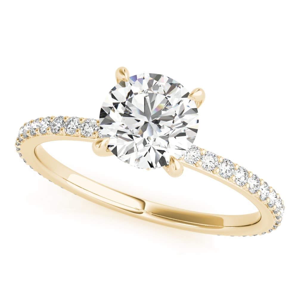 Round Hidden Halo Engagement Ring in Yellow gold