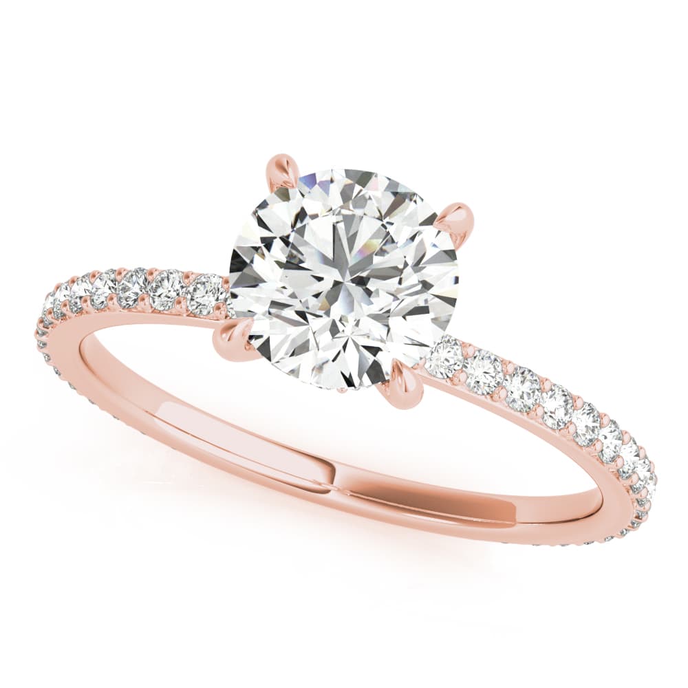 Round Hidden Halo Engagement Ring, style 85292, Front view in rose gold