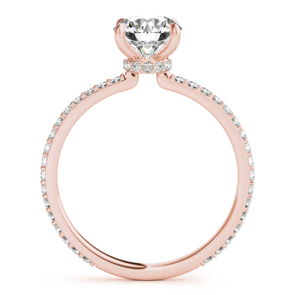 Round Hidden Halo Engagement Ring, style 85292, Side view in rose gold