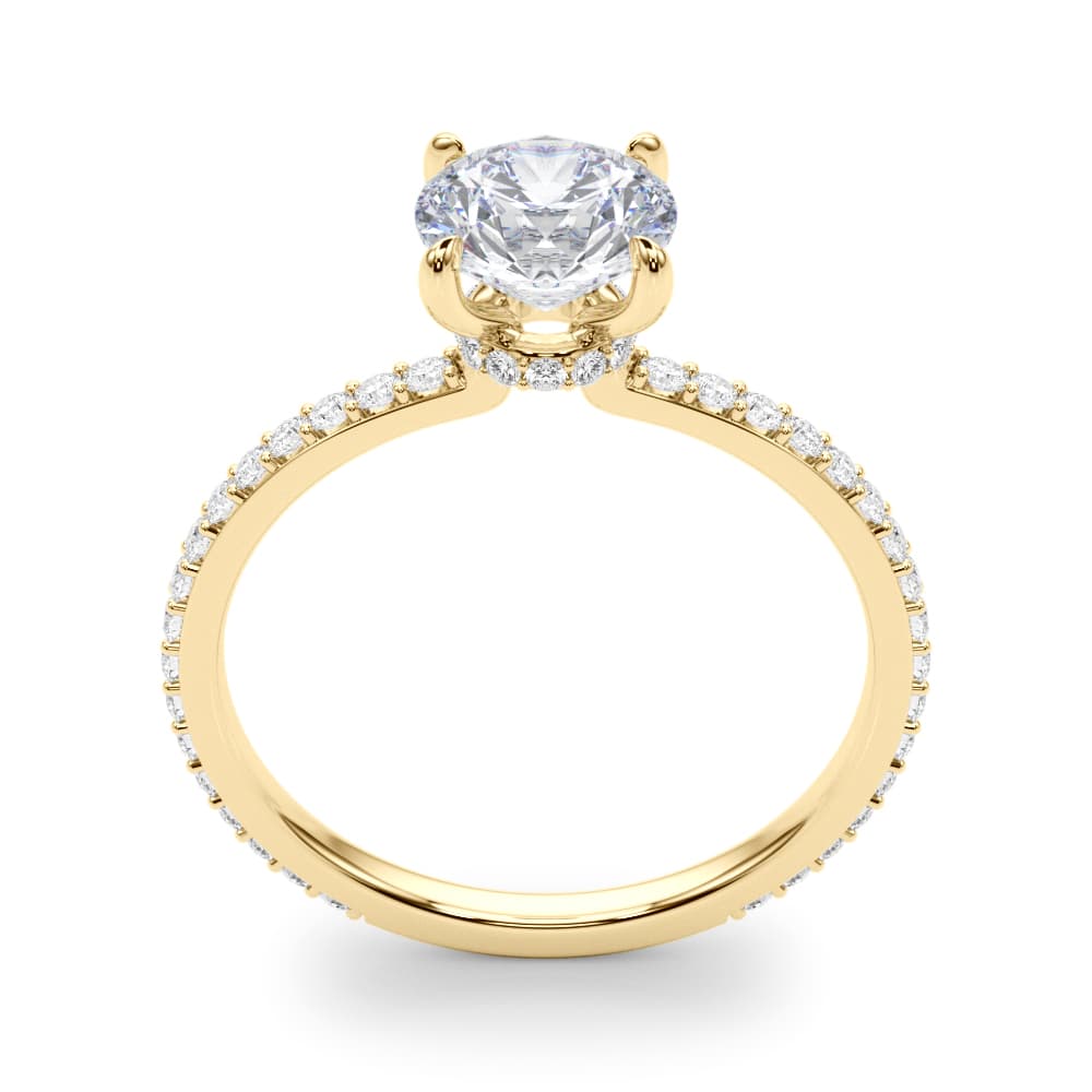 Round Hidden Halo Engagement Ring, style 85292, Top view in yellow gold