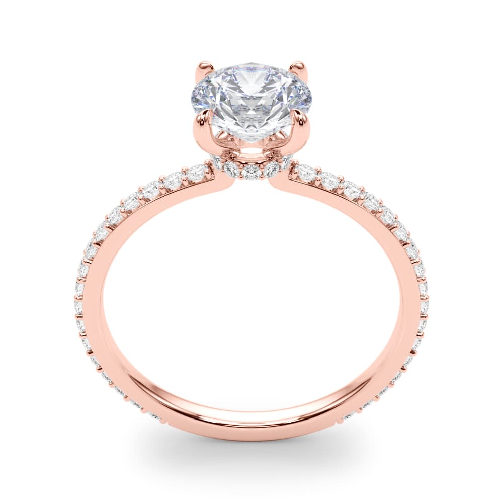 Round Hidden Halo Engagement Ring, style 85292, Top view in rose gold