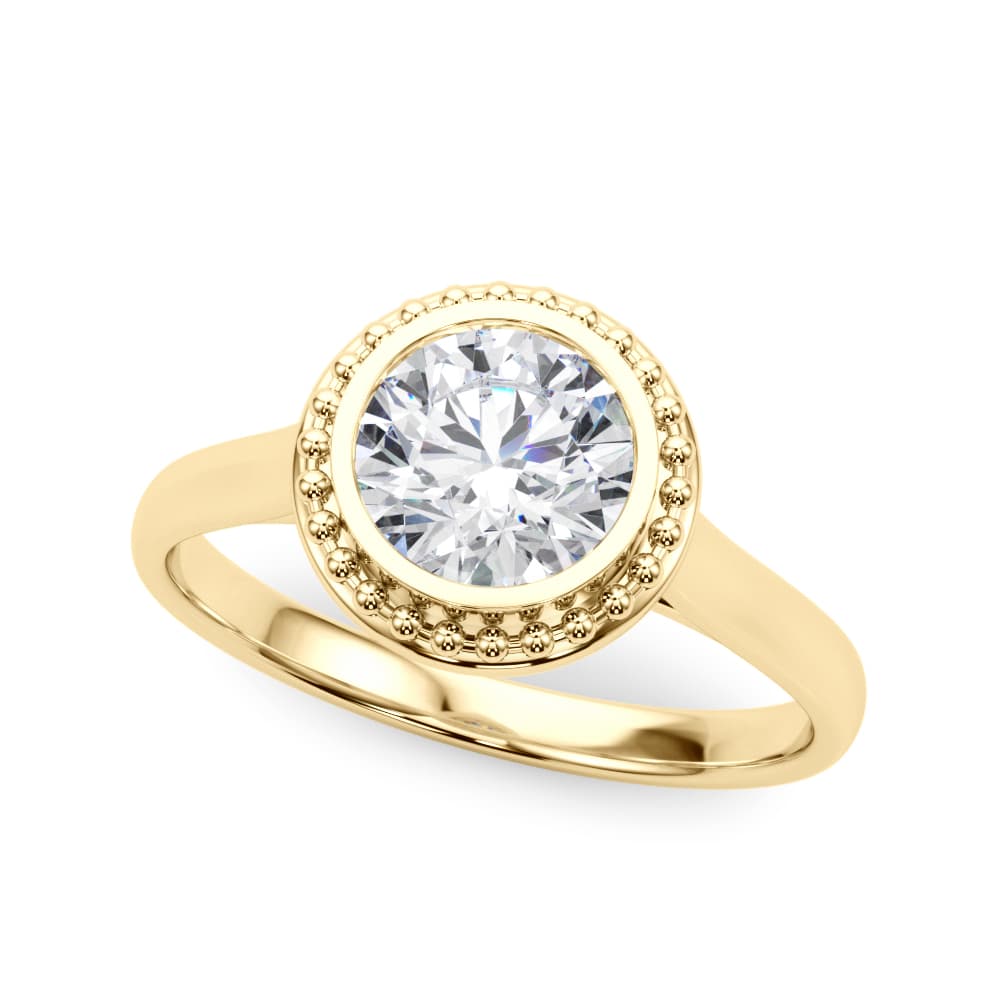 Round Bezel Solitaire, style 85293, Front view in yellow gold