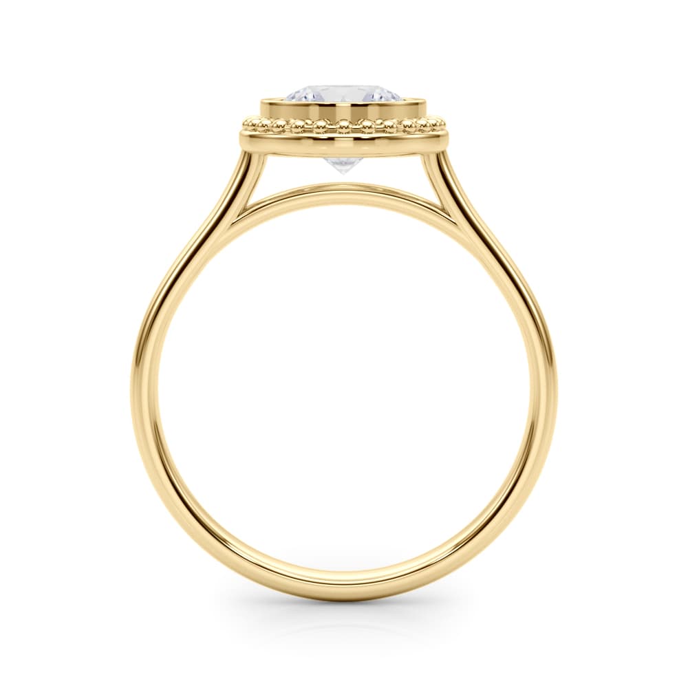 Round Bezel Solitaire, style 85293, Side view in yellow gold