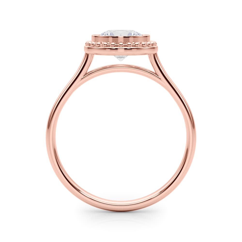 Round Bezel Solitaire, style 85293, Side view in rose gold
