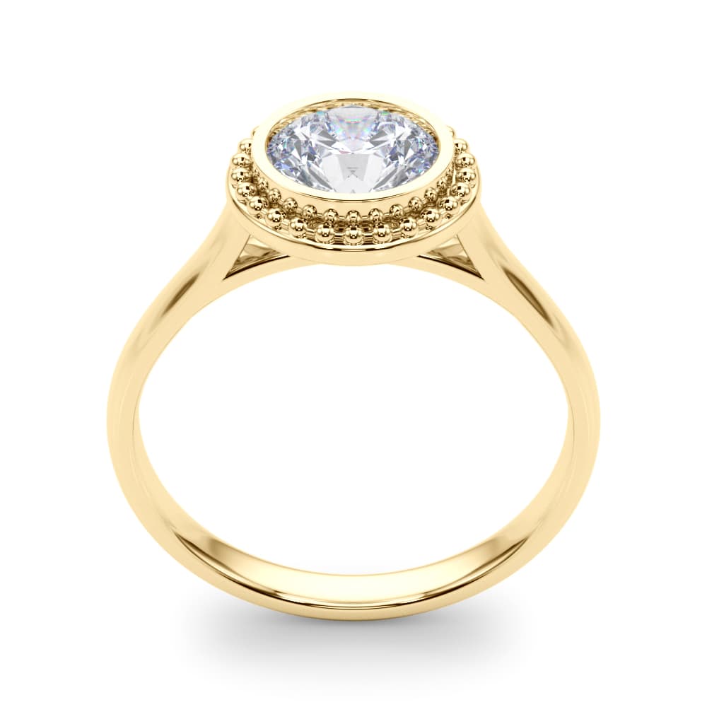 Round Bezel Solitaire, style 85293, Top view in yellow gold