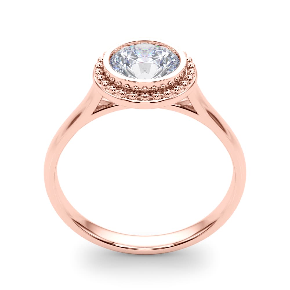 Round Bezel Solitaire, style 85293, Top view in rose gold
