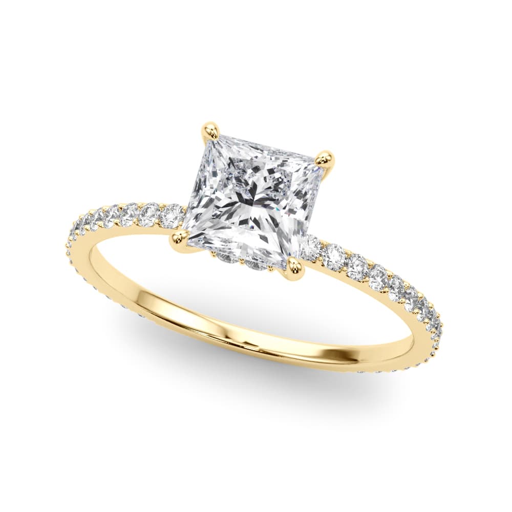 Hidden Halo Pc Center Single Row, style 85295, Front view in yellow gold