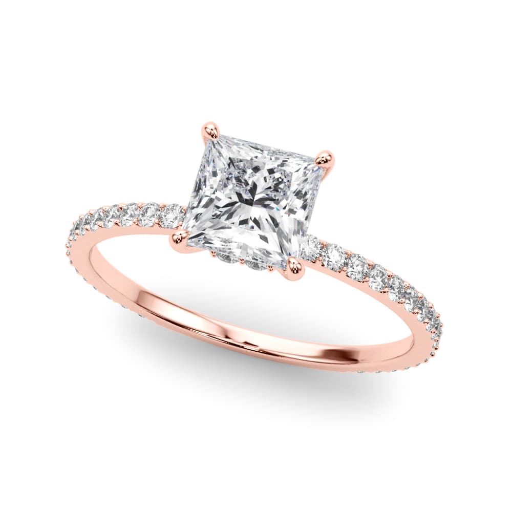 Hidden Halo Pc Center Single Row, style 85295, Front view in rose gold