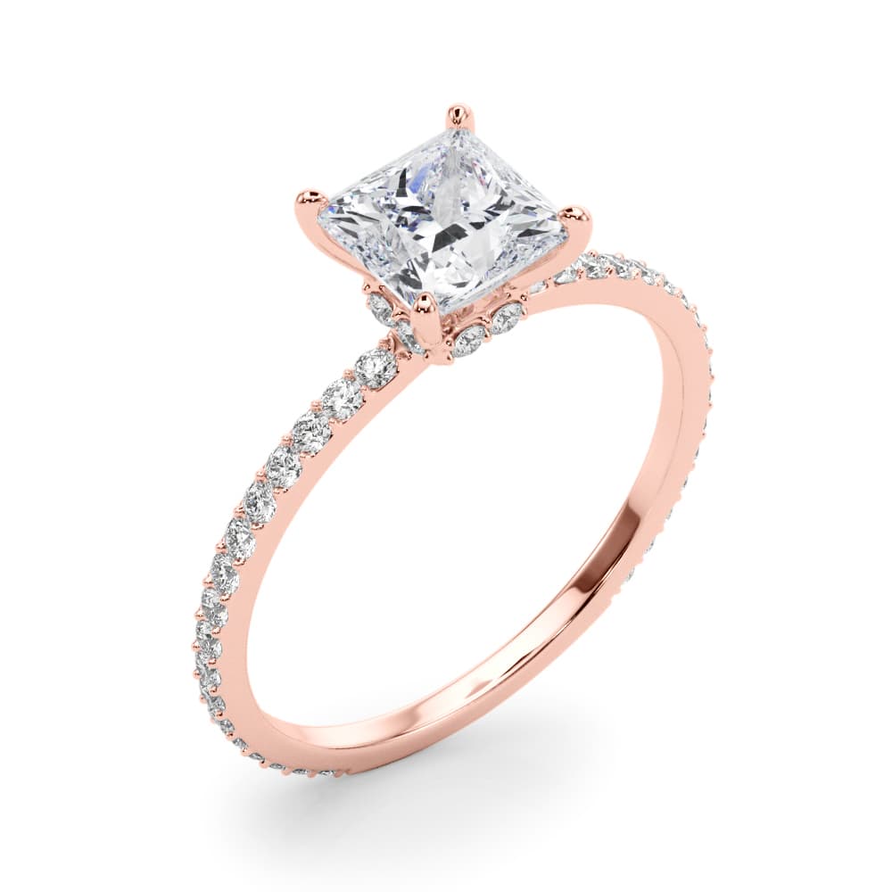 Hidden Halo Pc Center Single Row, style 85295, Angle view in rose gold