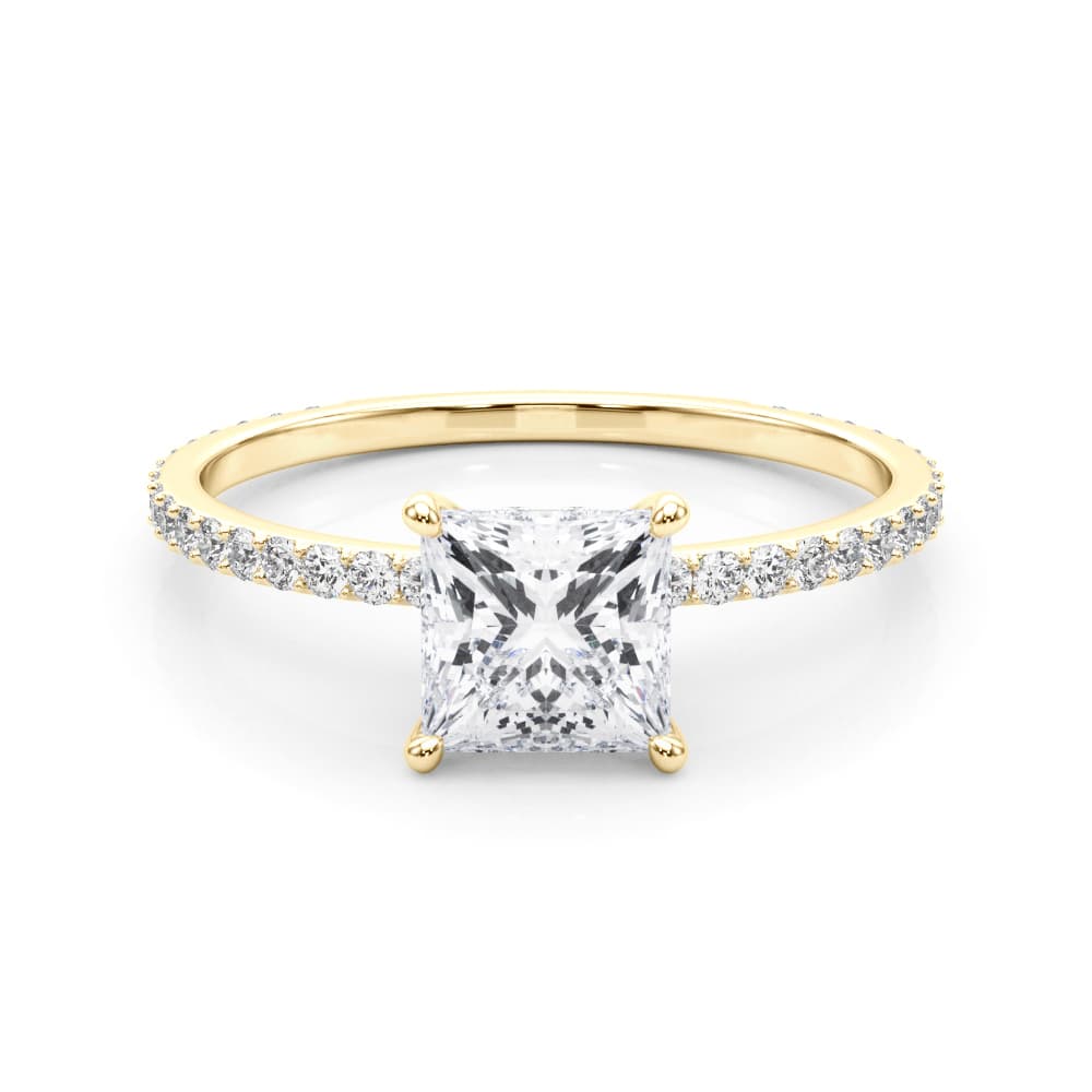 Hidden Halo Pc Center Single Row, style 85295, On hand view in yellow gold