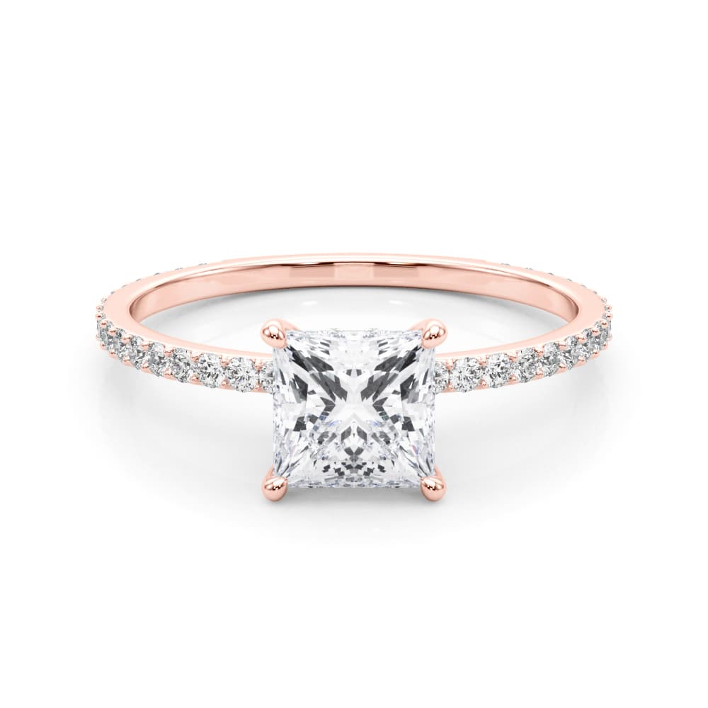 Hidden Halo Pc Center Single Row, style 85295, On hand view in rose gold