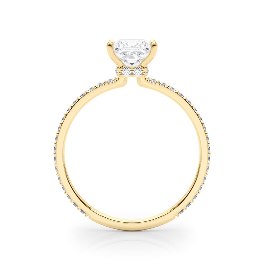 Hidden Halo Pc Center Single Row, style 85295, Side view in yellow gold
