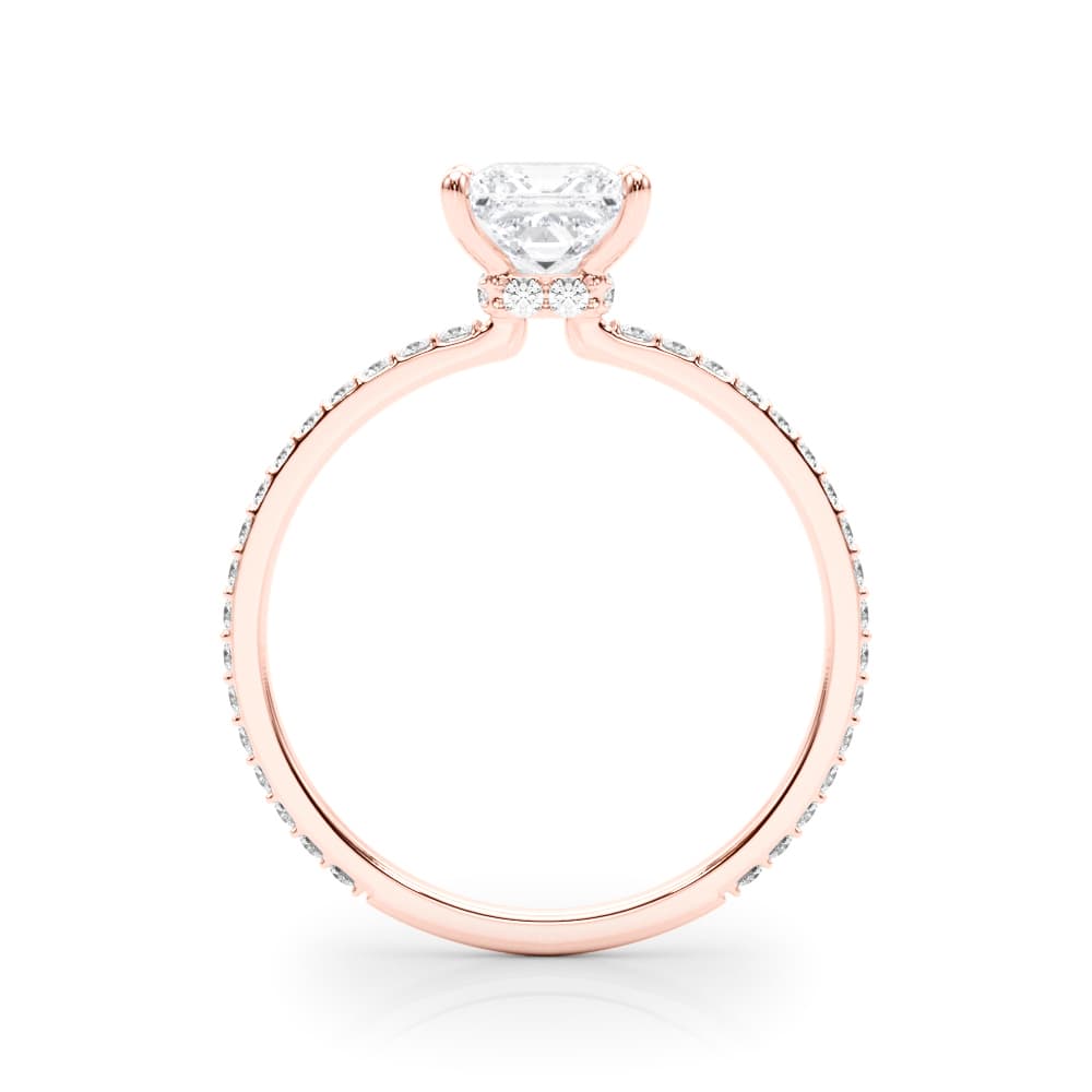 Hidden Halo Pc Center Single Row, style 85295, Side view in rose gold