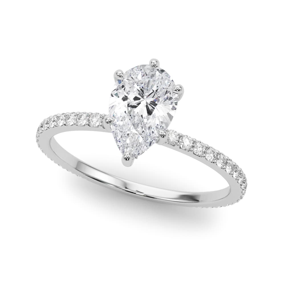 Hidden Halo Pear Shape Engagement Rings — style 85296 in 10k White Gold