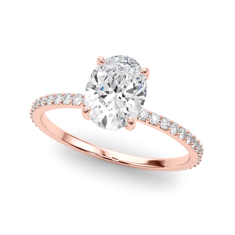 Oval Hidden Halo Engagement Ring, style 85297, Front view in rose gold