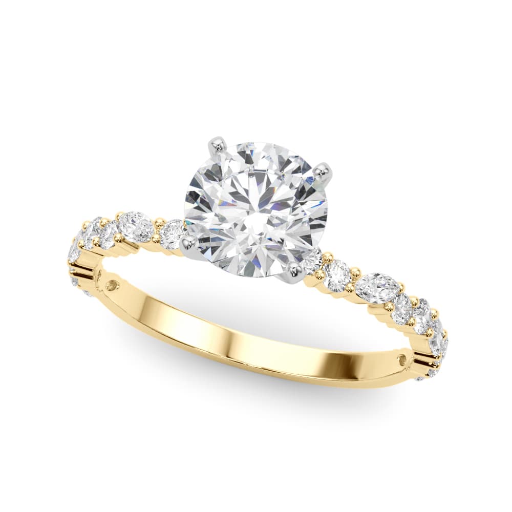 Shared Prong Engagement Ring in Yellow gold