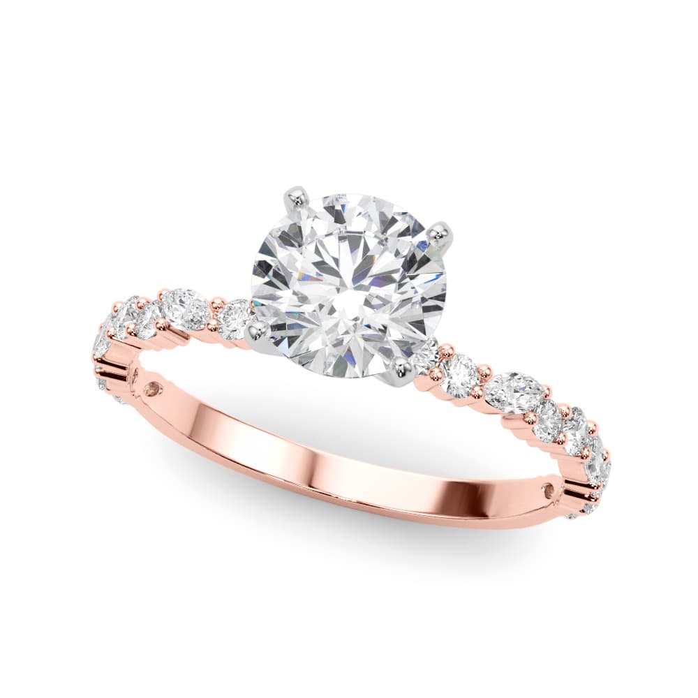 Shared Prong Engagement Ring in Rose gold