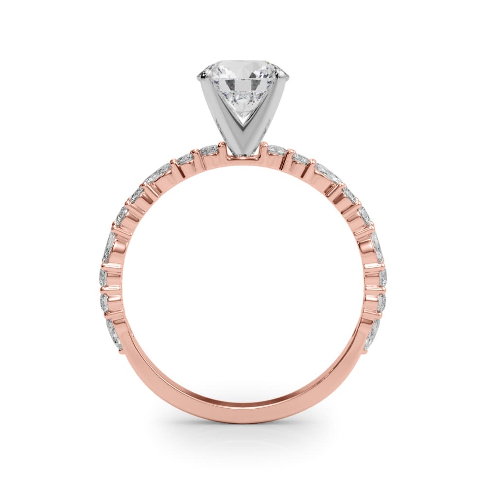 Shared Prong Engagement Ring, style 85298, Side view in rose gold