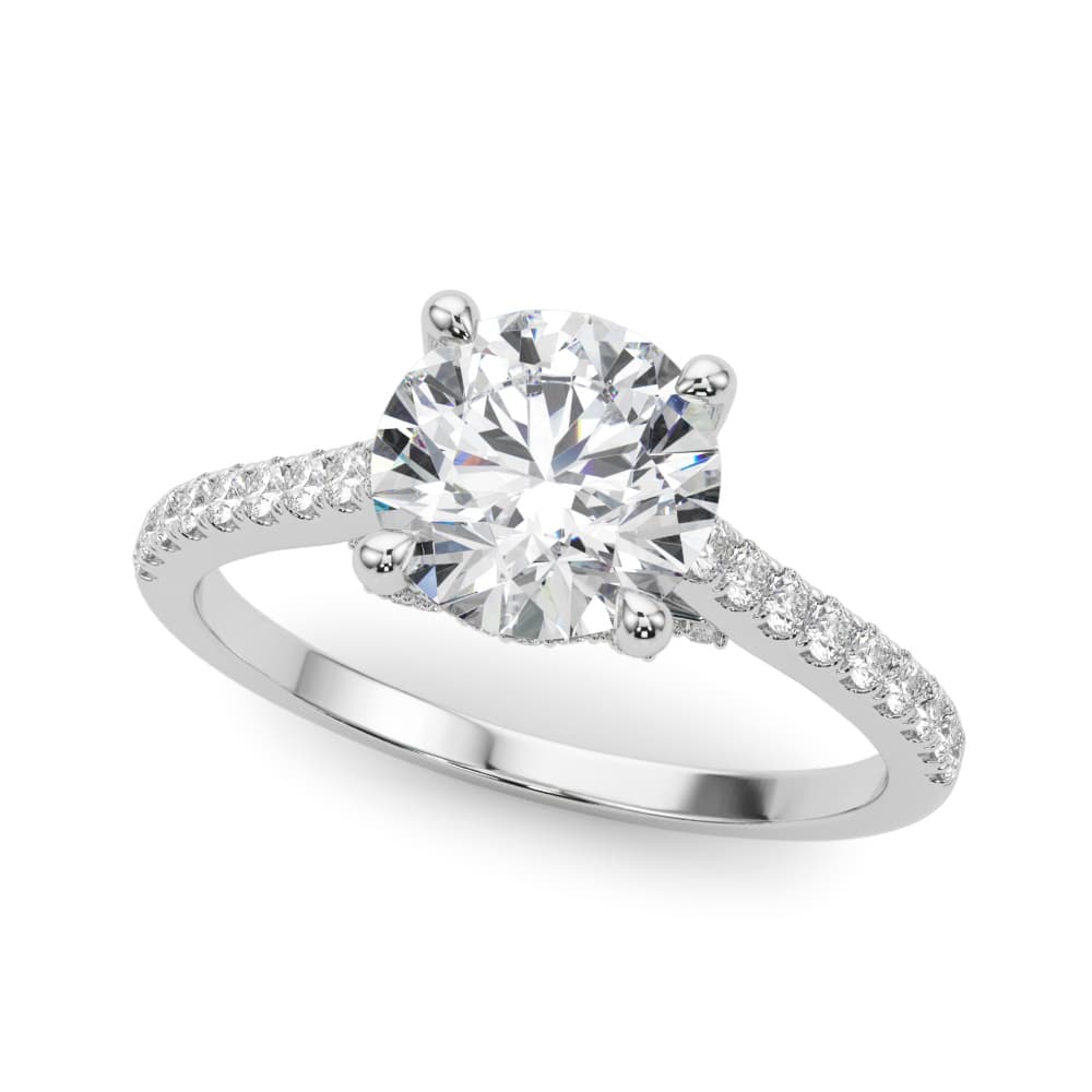 Single Row Prong Hidden Halo Engagement Ring — style 85303 in 10k White Gold