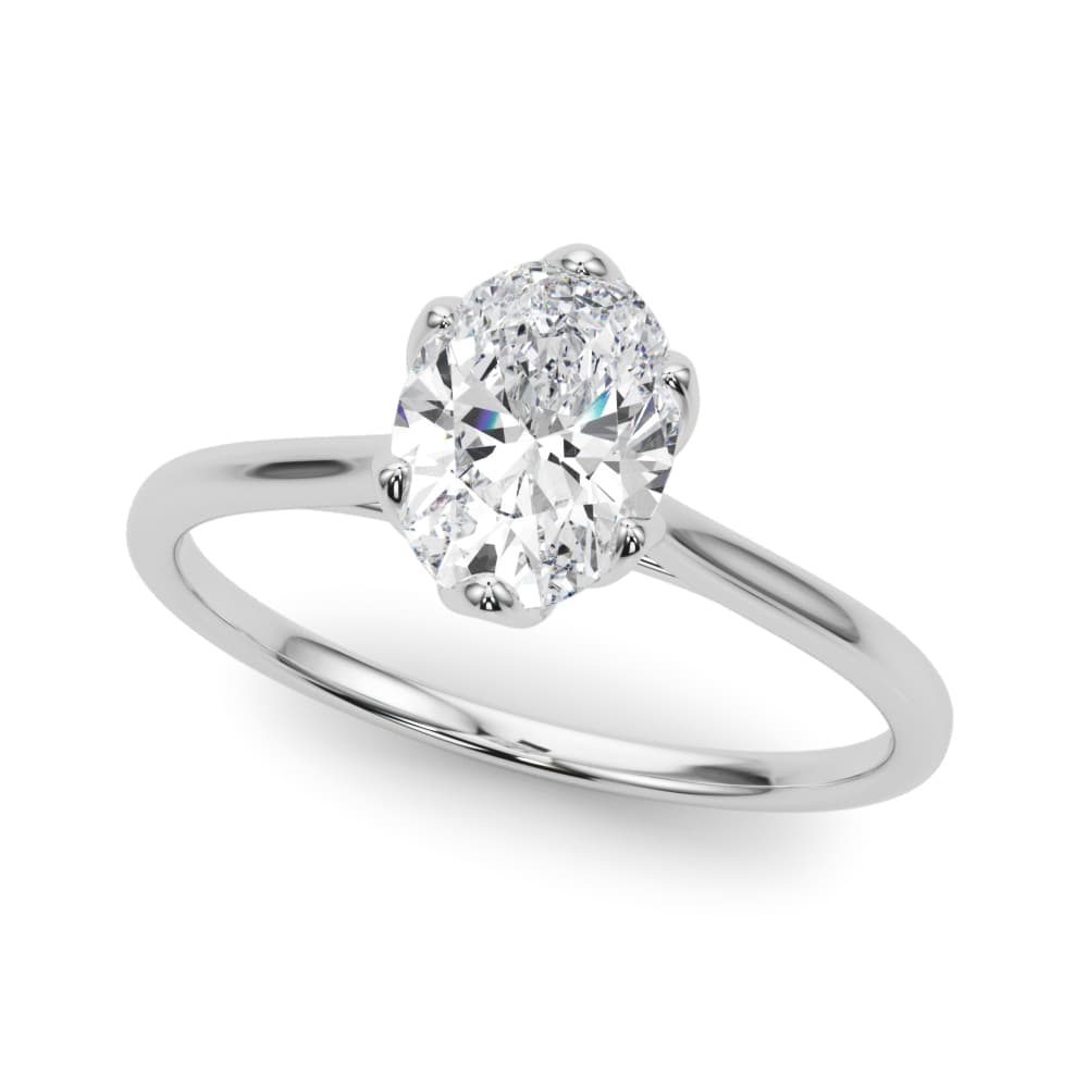 Oval Tulip Solitaire Engagement Ring — style 85305 in 10k White Gold